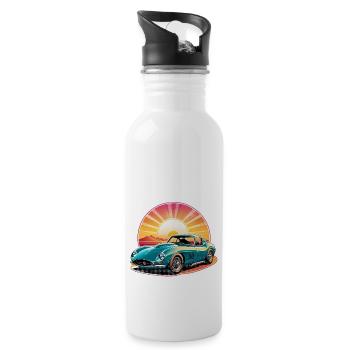 voiture vintage couché de soleil - Gourde avec paille intégrée - blanc - Droite