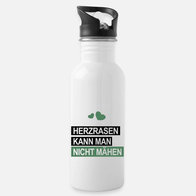 Herzrasen - Trinkflasche mit integriertem Trinkhalm - Weiß