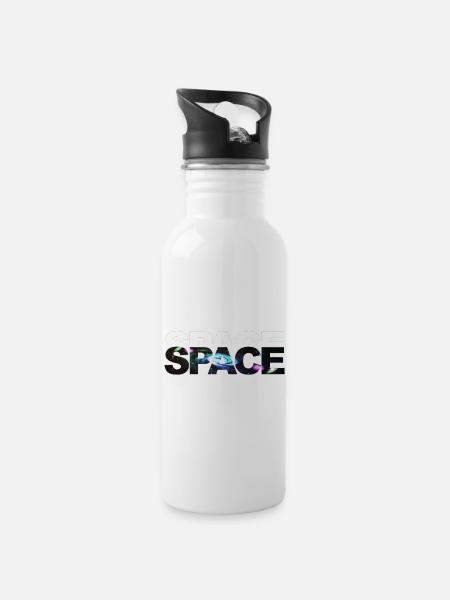 Space Outline - Water bottle with straw - white