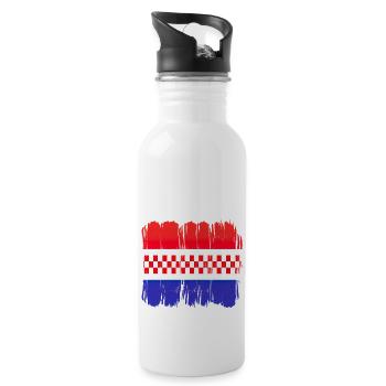 Kroatien hrvatska kroatien hrv hr zagreb geteilte Flagge - Trinkflasche mit integriertem Trinkhalm - Weiß - Rechts