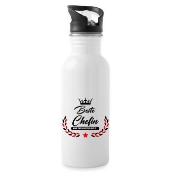 beste chefin der welt 02 - Trinkflasche mit integriertem Trinkhalm - Weiß - Rechts