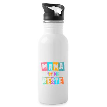 Mama ist die Beste! - Trinkflasche mit integriertem Trinkhalm - Weiß - Rechts