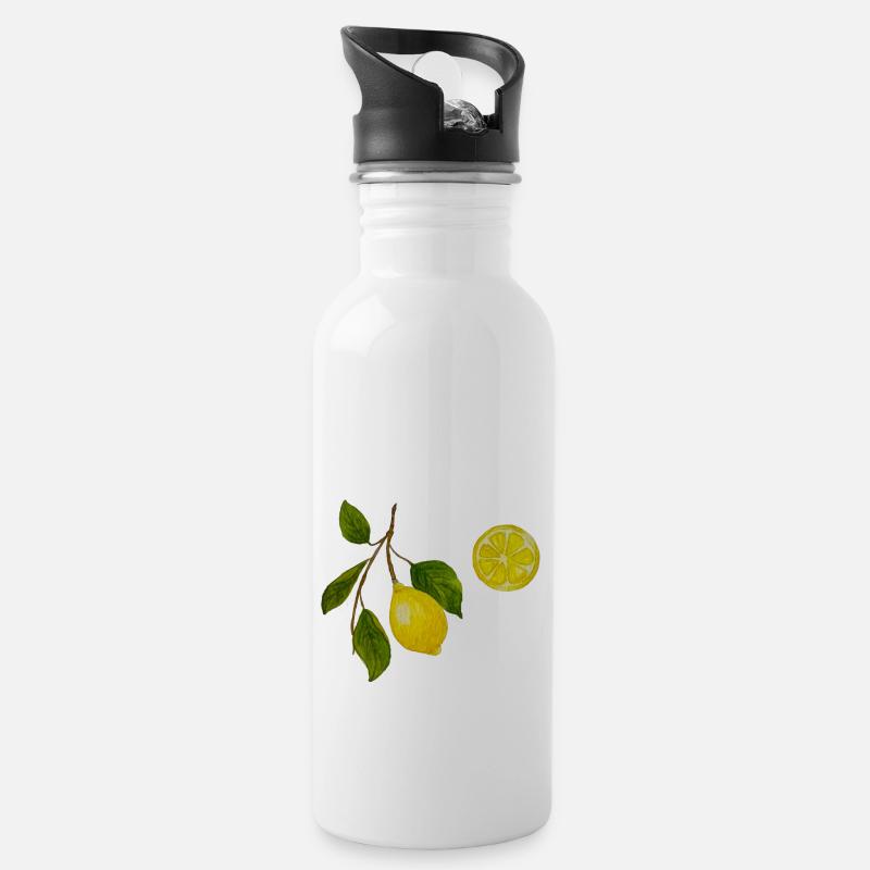 Branche de citron et citron - Gourde avec paille intégrée - blanc