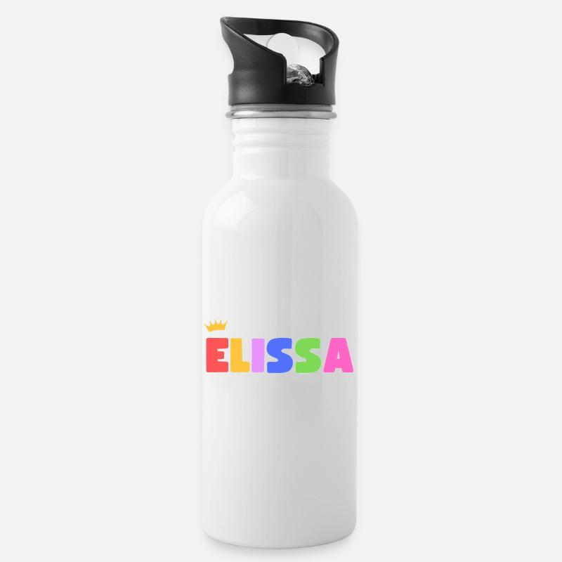 Elissa! Personnalisable - Gourde avec paille intégrée - blanc