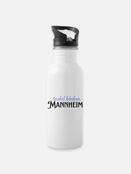 Stabil bleiben Mannheim - Trinkflasche mit integriertem Trinkhalm - Weiß
