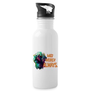 Lustiger Hund mit Spruch - Trinkflasche mit integriertem Trinkhalm - Weiß - Rechts