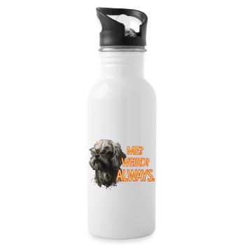 Lustiger Hund mit Spruch - Trinkflasche mit integriertem Trinkhalm - Weiß - Rechts