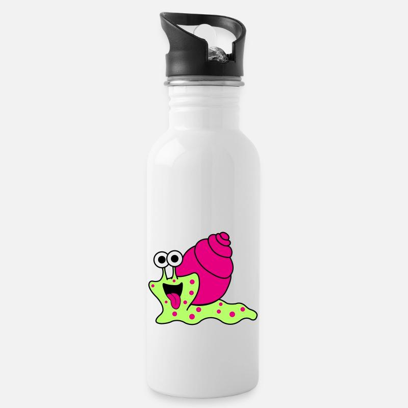 schnecke funny - Trinkflasche mit integriertem Trinkhalm - Weiß