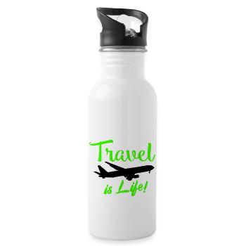 travel is life - Water bottle with straw - white - Right