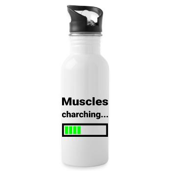 Chemise drôle pour la salle de sport Fitness Musculation Sports - Gourde avec paille intégrée - blanc - Droite