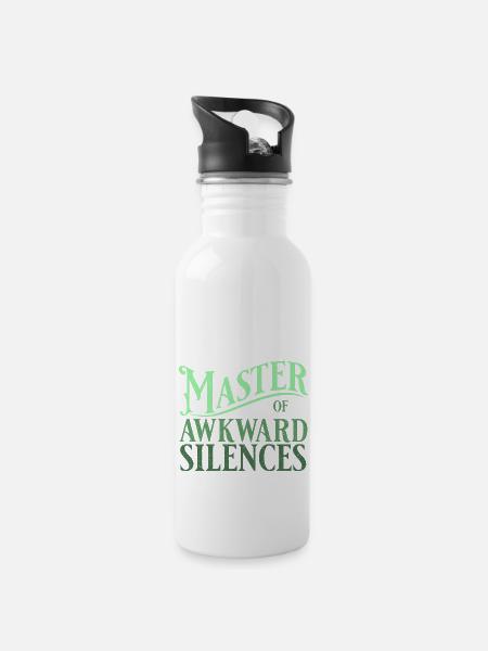 Master of awkward silences in green - Water bottle with straw - white