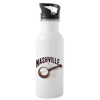 Banjo Gitarre Bluegrass Musik Nashville - Trinkflasche mit integriertem Trinkhalm - Weiß - Rechts