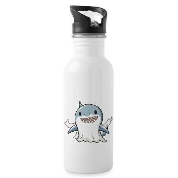 Hai Halloween Comic Geist - Trinkflasche mit integriertem Trinkhalm - Weiß - Rechts