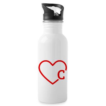 Buchstabe C Rotes Herz - Trinkflasche mit integriertem Trinkhalm - Weiß - Rechts