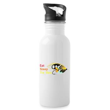 Eat Sleep Tie Flies Black Argus - Water bottle with straw - white - Right