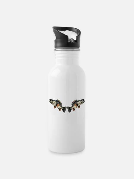 fische - Trinkflasche mit integriertem Trinkhalm - Weiß