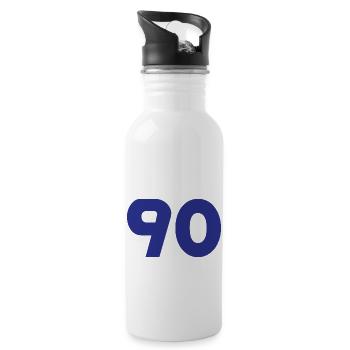 90. 90 ANS. 90e ANNIVERSAIRE. ANNIVERSAIRE 90 ANS. - Gourde avec paille intégrée - blanc - Droite