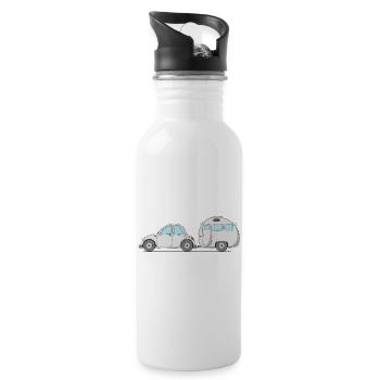 Car with caravan grey - Water bottle with straw - white - Right