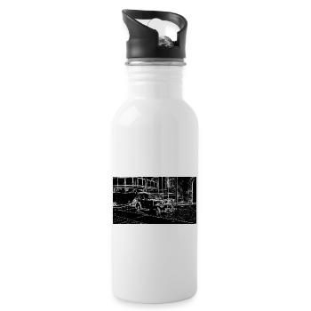Car White Black - Water bottle with straw - white - Right