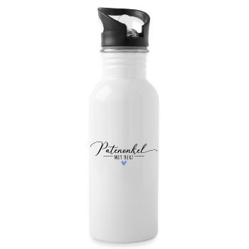 Patenonkel mit Herz - Trinkflasche mit integriertem Trinkhalm - Weiß - Rechts