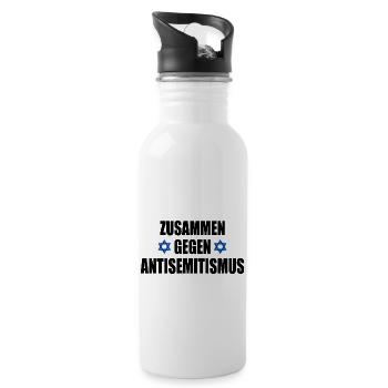 zusammen gegen antisemitismus - Trinkflasche mit integriertem Trinkhalm - Weiß - Rechts