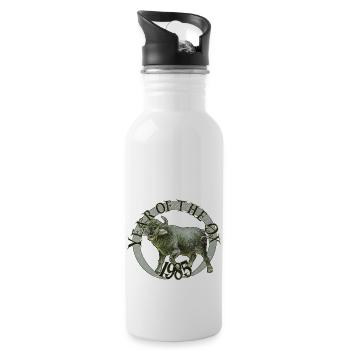Year of the Ox – 1985 Strength and Endurance - Water bottle with straw - white - Right