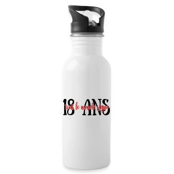Birthday 18 Year Old Everyone Sign Gift - Water bottle with straw - white - Right