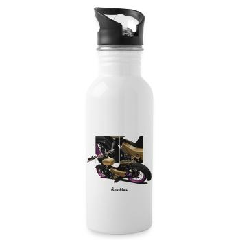 Star (gold) // Illustration - Water bottle with straw - white - Right