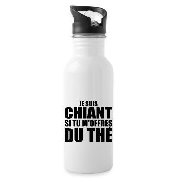 Mann, der liebt: Tee. Lustiger Design-Humor - Trinkflasche mit integriertem Trinkhalm - Weiß - Rechts