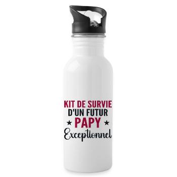 Personalized Grandpa-to-be Survival Kit Gift - Water bottle with straw - white - Right