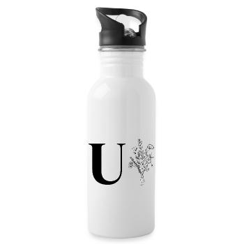 Minimalist flowers - Water bottle with straw - white - Right