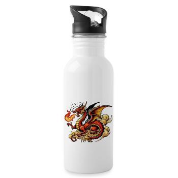 china drache - Trinkflasche mit integriertem Trinkhalm - Weiß - Rechts