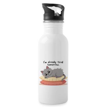 Already Tired Tomorrow - Water bottle with straw - white - Right
