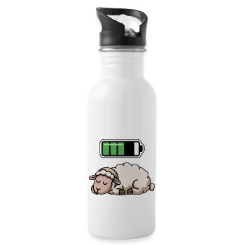 Sheep Sleeping Recharging Night Bedtime - Trinkflasche mit integriertem Trinkhalm - Weiß - Rechts