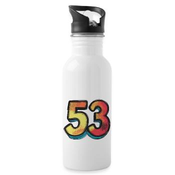 53 Number Colorful - Water bottle with straw - white - Right