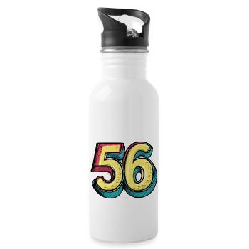 56 Number Colorful - Water bottle with straw - white - Right