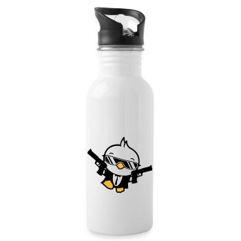 Bird 2 Gun Guns Agent Sunglasses Cool - Water bottle with straw - white - Right