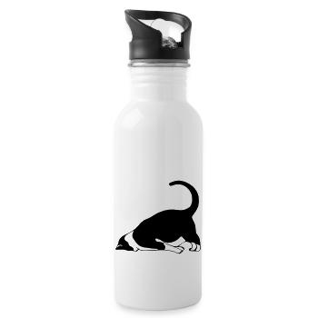 Schlafende Katze - Trinkflasche mit integriertem Trinkhalm - Weiß - Rechts