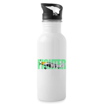 Fighter P-51 - Trinkflasche mit integriertem Trinkhalm - Weiß - Rechts