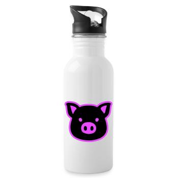 Pig Head Sow - Water bottle with straw - white - Right
