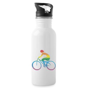 Radfahrer - Trinkflasche mit integriertem Trinkhalm - Weiß - Rechts