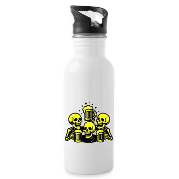 Skeleton Beer Team Funny - Water bottle with straw - white - Right