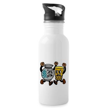 bembel geripptes - Trinkflasche mit integriertem Trinkhalm - Weiß - Rechts