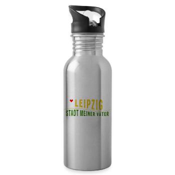 Leipzig STADT MEINER VATER > Vektorgrafik - Trinkflasche mit integriertem Trinkhalm - Lightsilver - Rechts