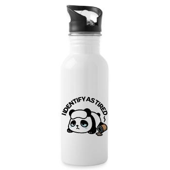 Tired panda needs coffee - Water bottle with straw - white - Right