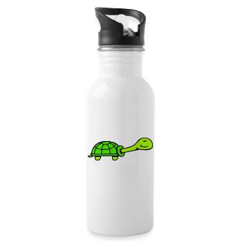 turtle cute smiling happy funny - Water bottle with straw - white - Right