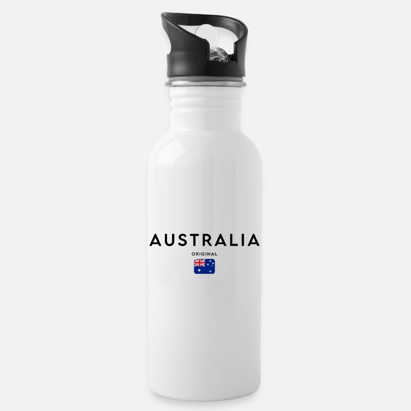Australische Flagge, Australischer Stolz - Trinkflasche mit integriertem Trinkhalm - Weiß