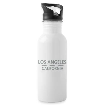 Los Angeles California - Water bottle with straw - white - Right
