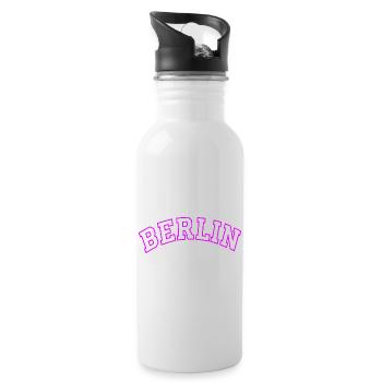 Neon Berlin Bow Typography - Water bottle with straw - white - Right