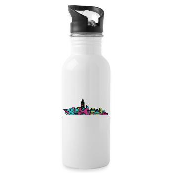 Valencia City Skyline Arts and Sciences Line Art - Water bottle with straw - white - Right